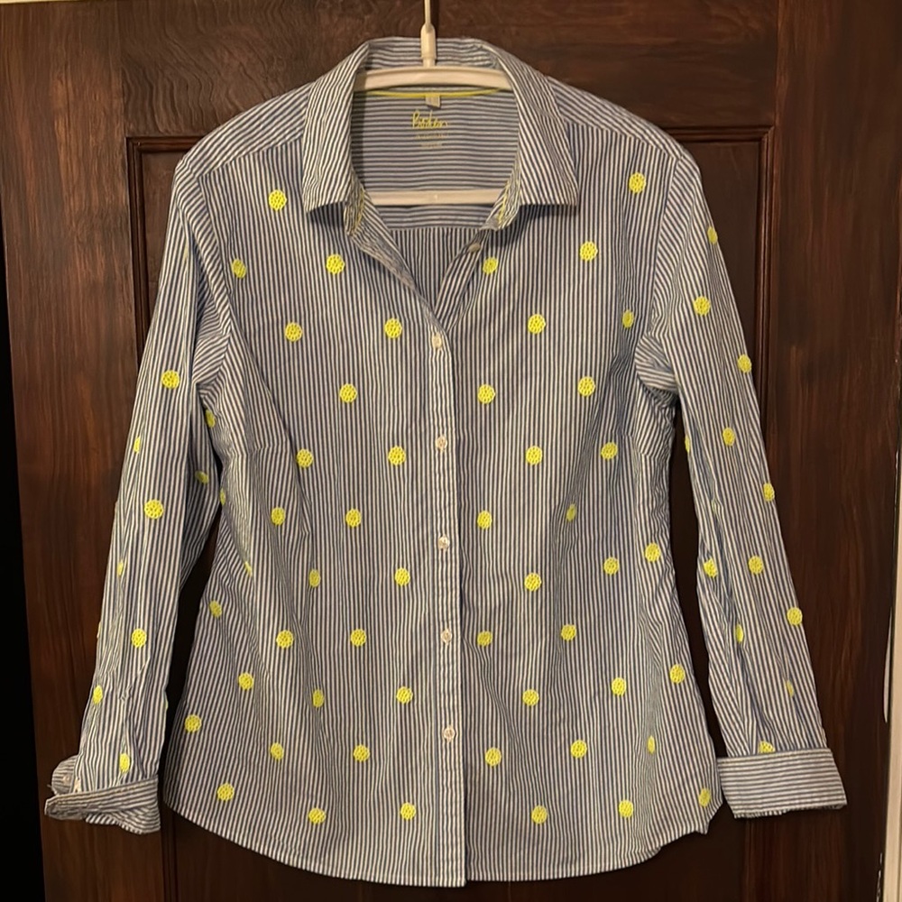 Boden Blue and Yellow Striped Shirt